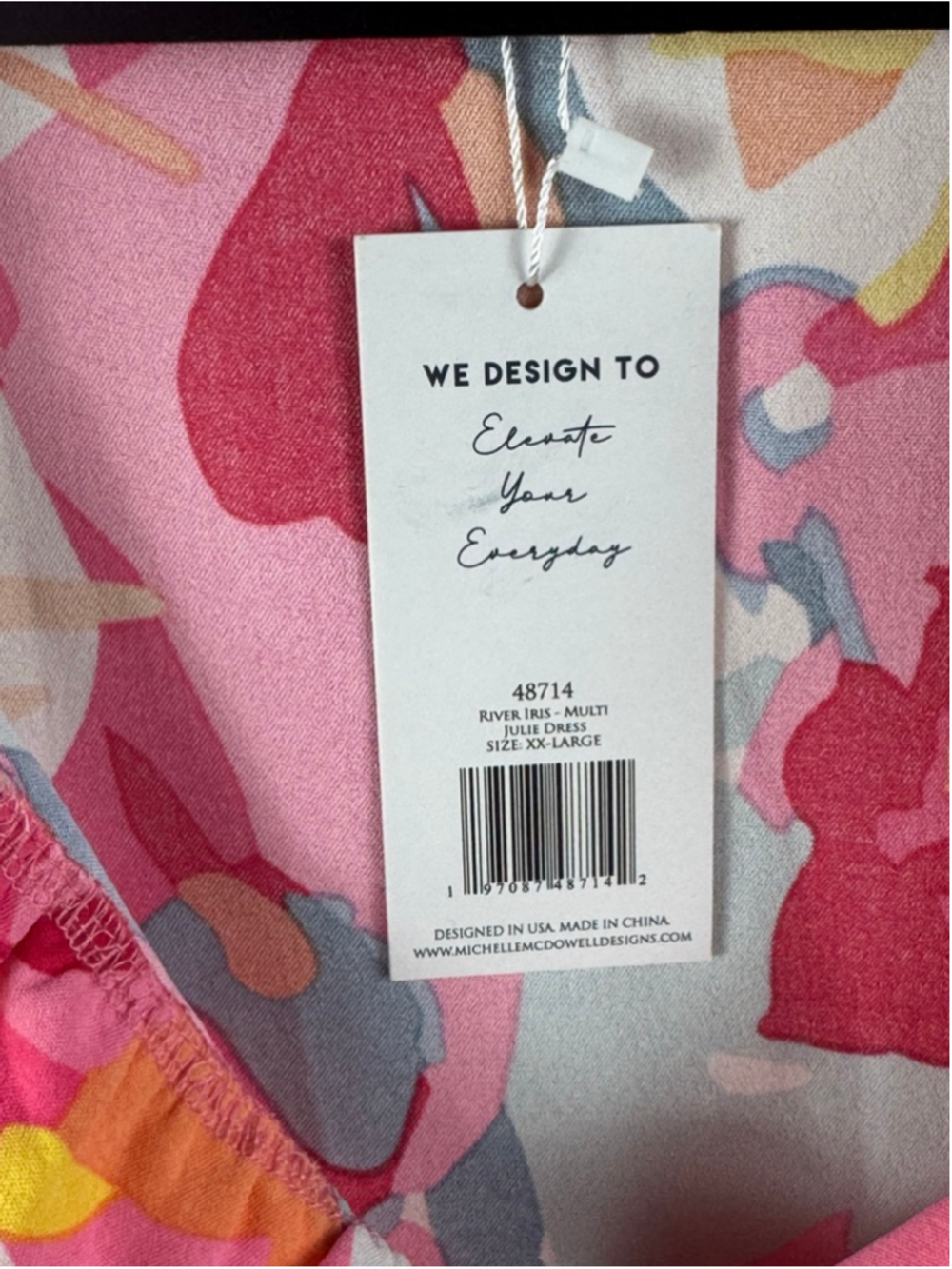 NWT Michelle McDowell Floral Julie Dress River Iris Colorway Bell Sleeve Sz XXL - Picture 5 of 10